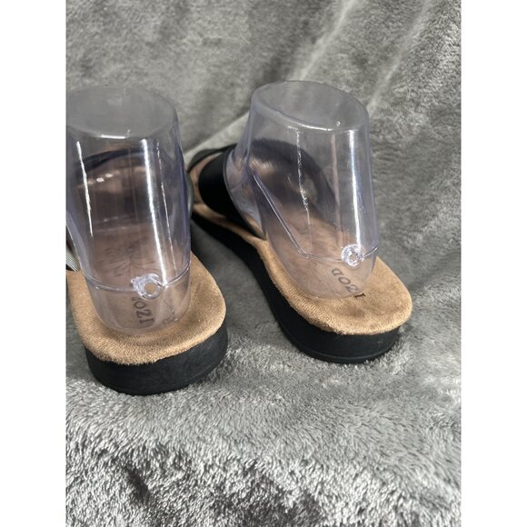 IZOD Women's 8 Alyssa Black Cross Wide Strap Slide Slip On Sandals Classic - Picture 4 of 8